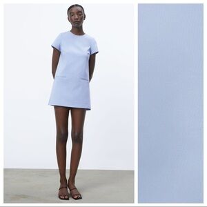 🌹NWOT. Zara Light Blue Retro Mini Dress/Jumpsuit. Size S.